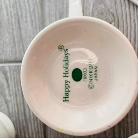 Nikko Japan happy holidays print tea cups & dessert plate 7 cups 3 plates - Picture 6 of 8